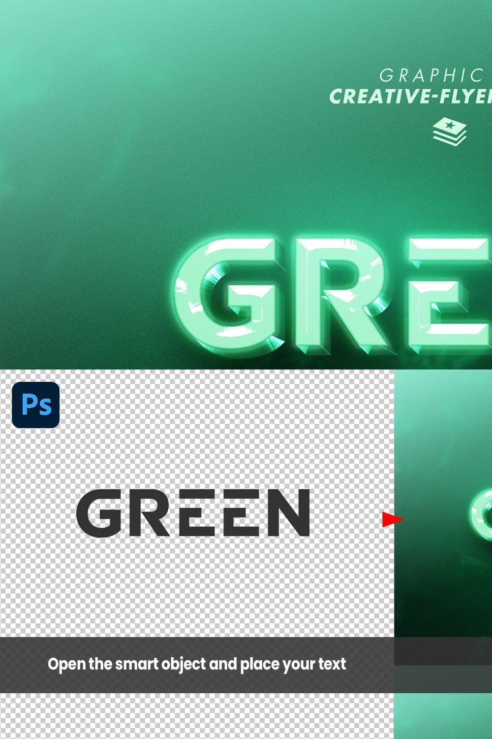 Photoshop Text Effects Green Emerald pinterest preview image.