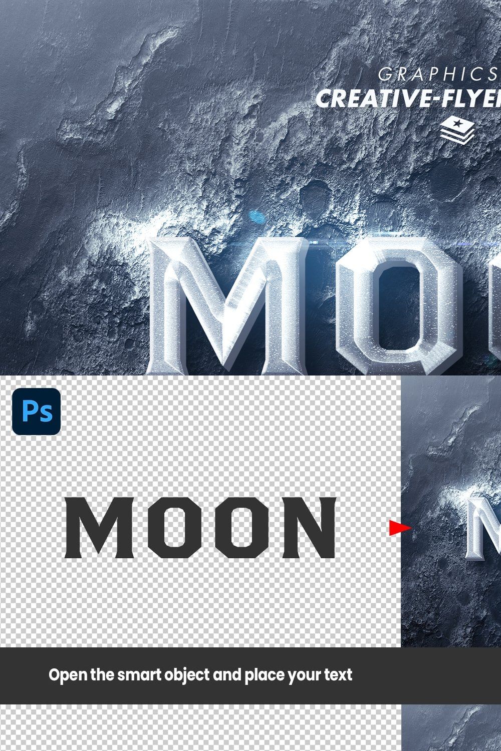 Photoshop Text Effects (Moonscape) pinterest preview image.
