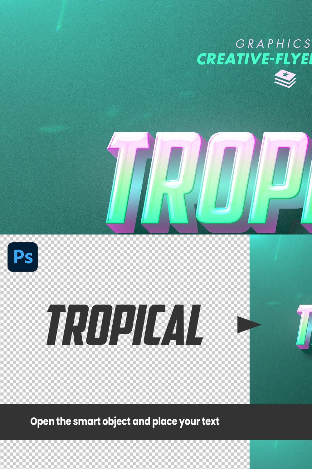 Photoshop Text Effects (Tropical) pinterest preview image.