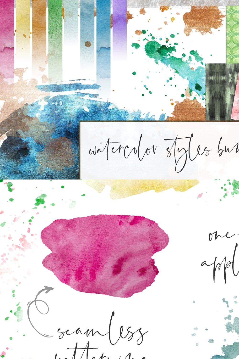 Photoshop Watercolor Layer Styles pinterest preview image.