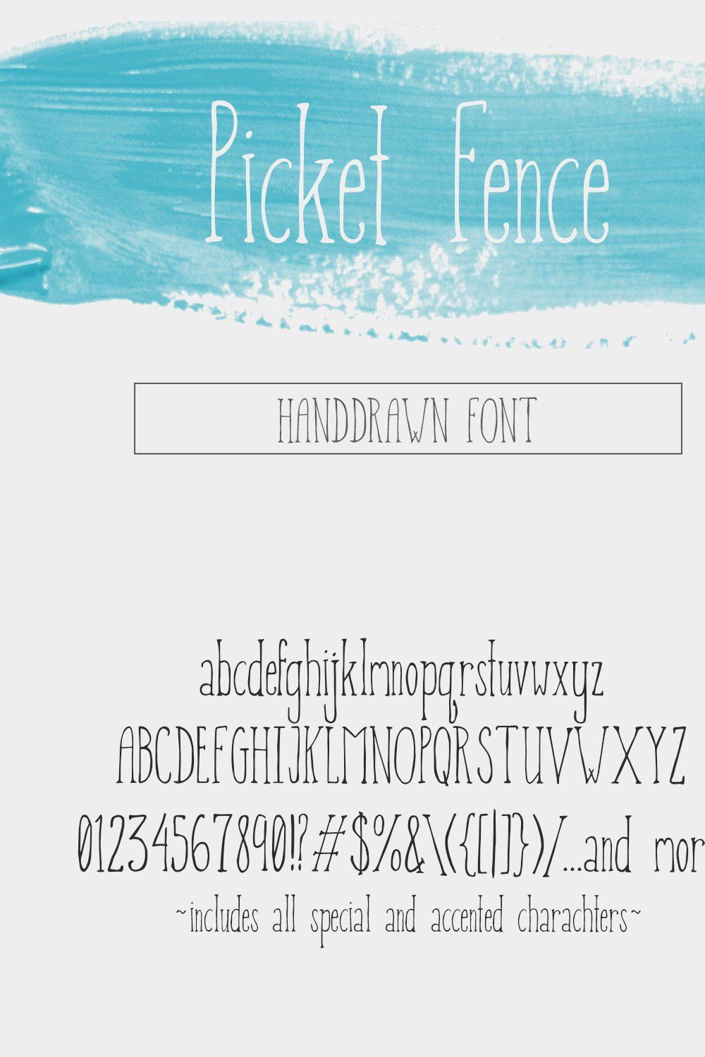 Picket Fence - Handdrawn Font pinterest preview image.
