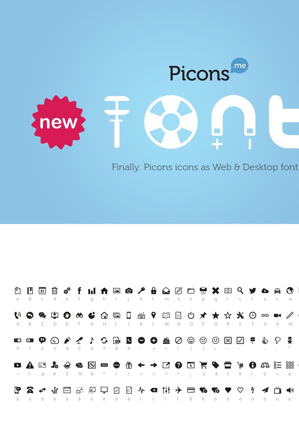 Picons Font pinterest preview image.