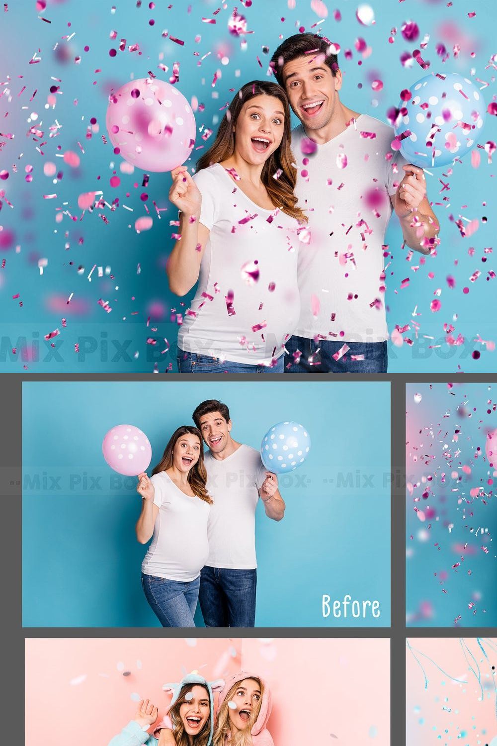 Pink and Blue Confetti Overlays pinterest preview image.