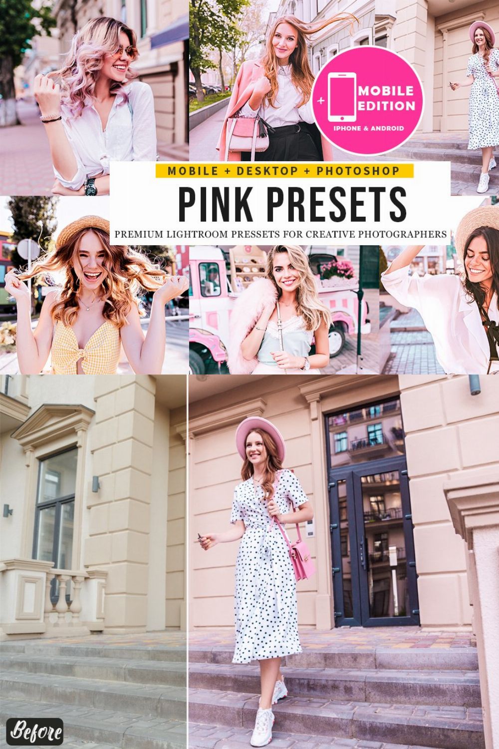 Pink Blogger Lightroom Presets pinterest preview image.