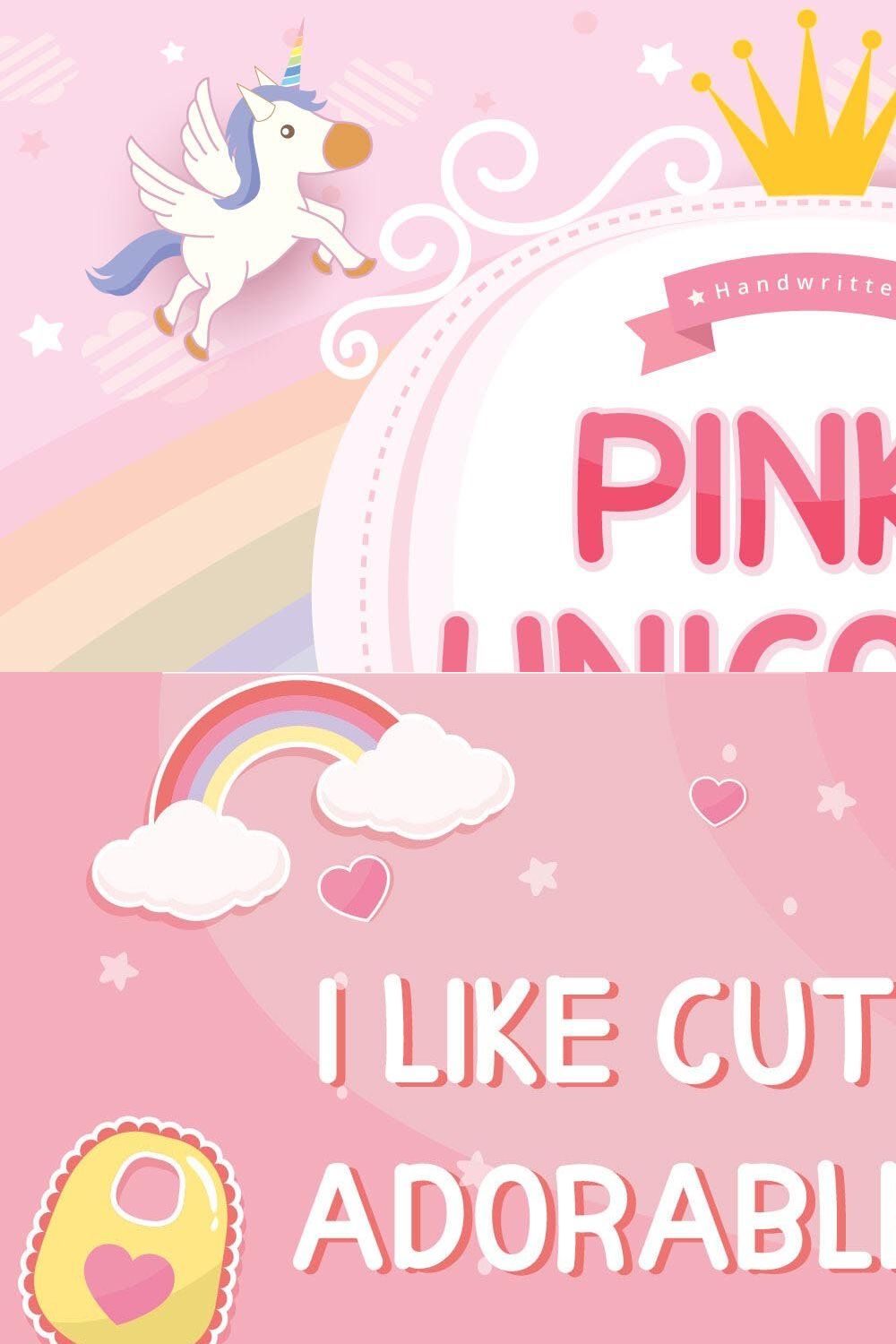 Pinky Unicorn - Display Font pinterest preview image.