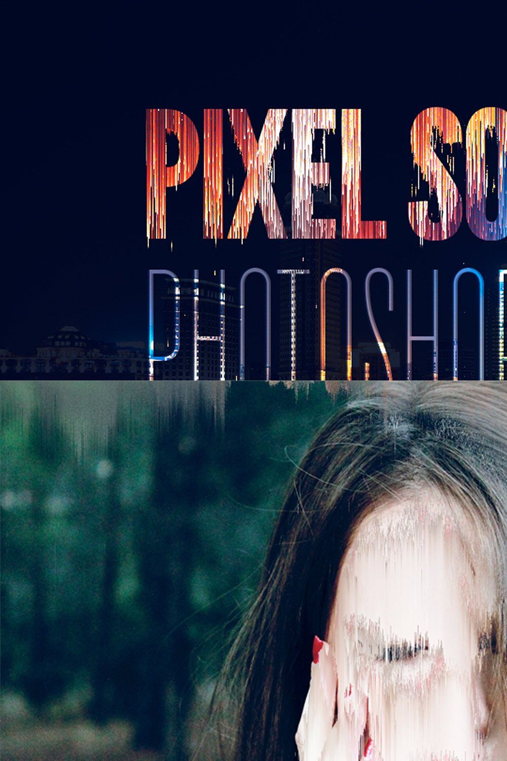 Pixel Sorting Photoshop Action pinterest preview image.