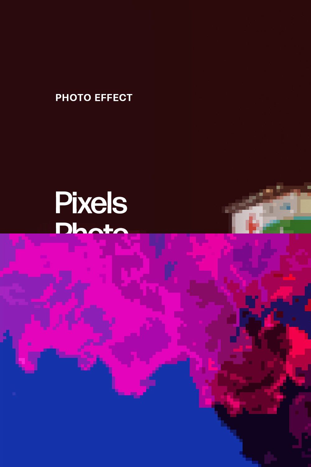 Pixels Photo Effect pinterest preview image.