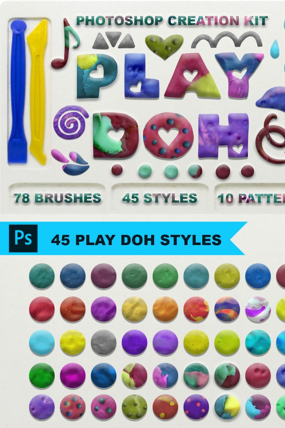 Play Doh. Photoshop creation kit. pinterest preview image.