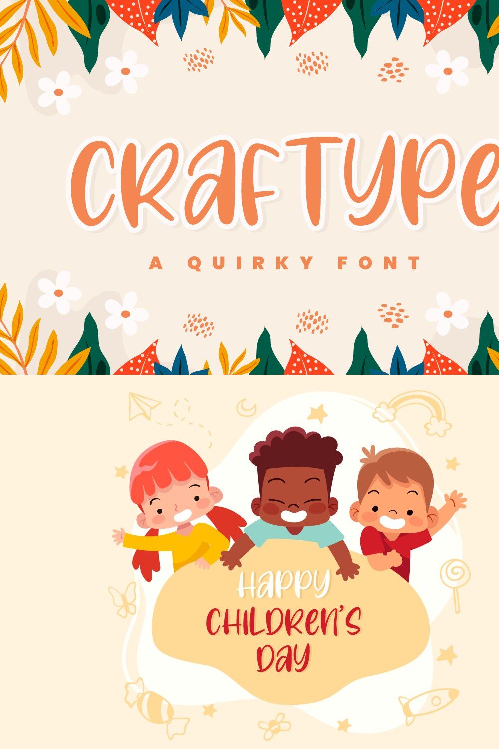 Playful Display Font pinterest preview image.