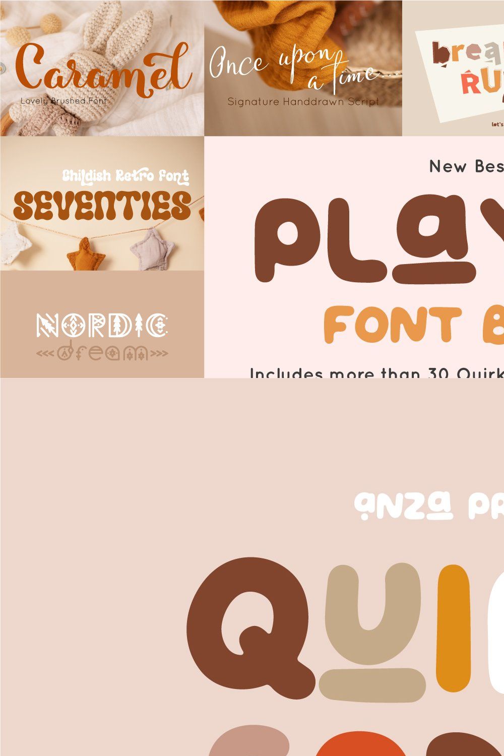 Playful Font Bundle | Sale pinterest preview image.