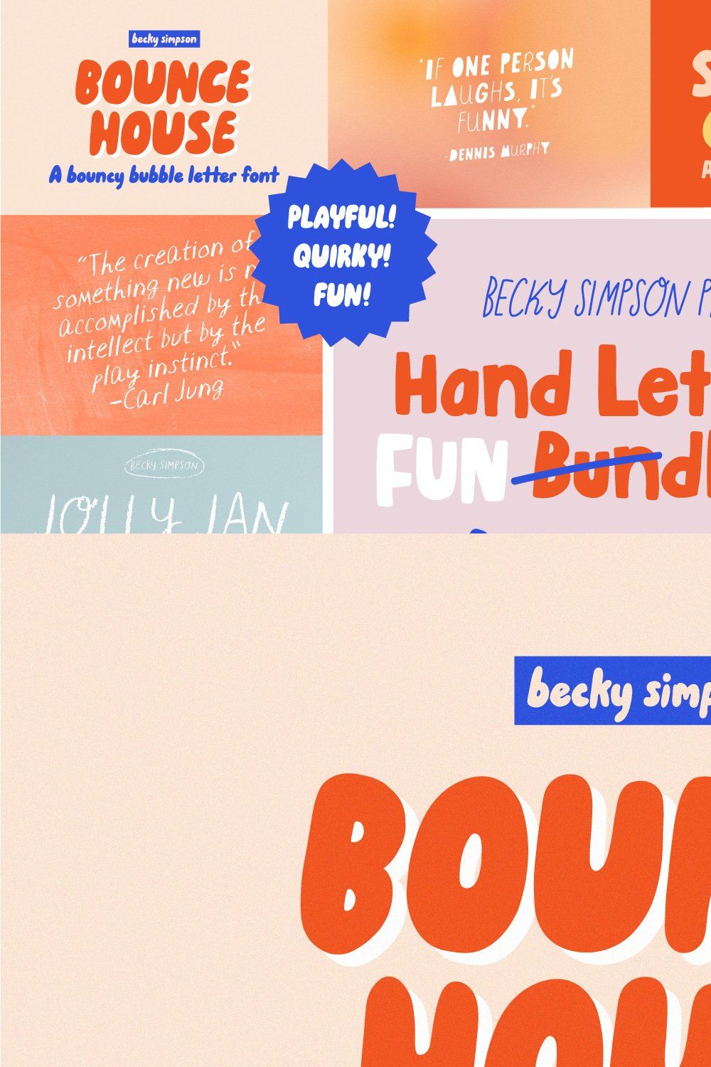 Playful Hand Lettered Font Bundle pinterest preview image.