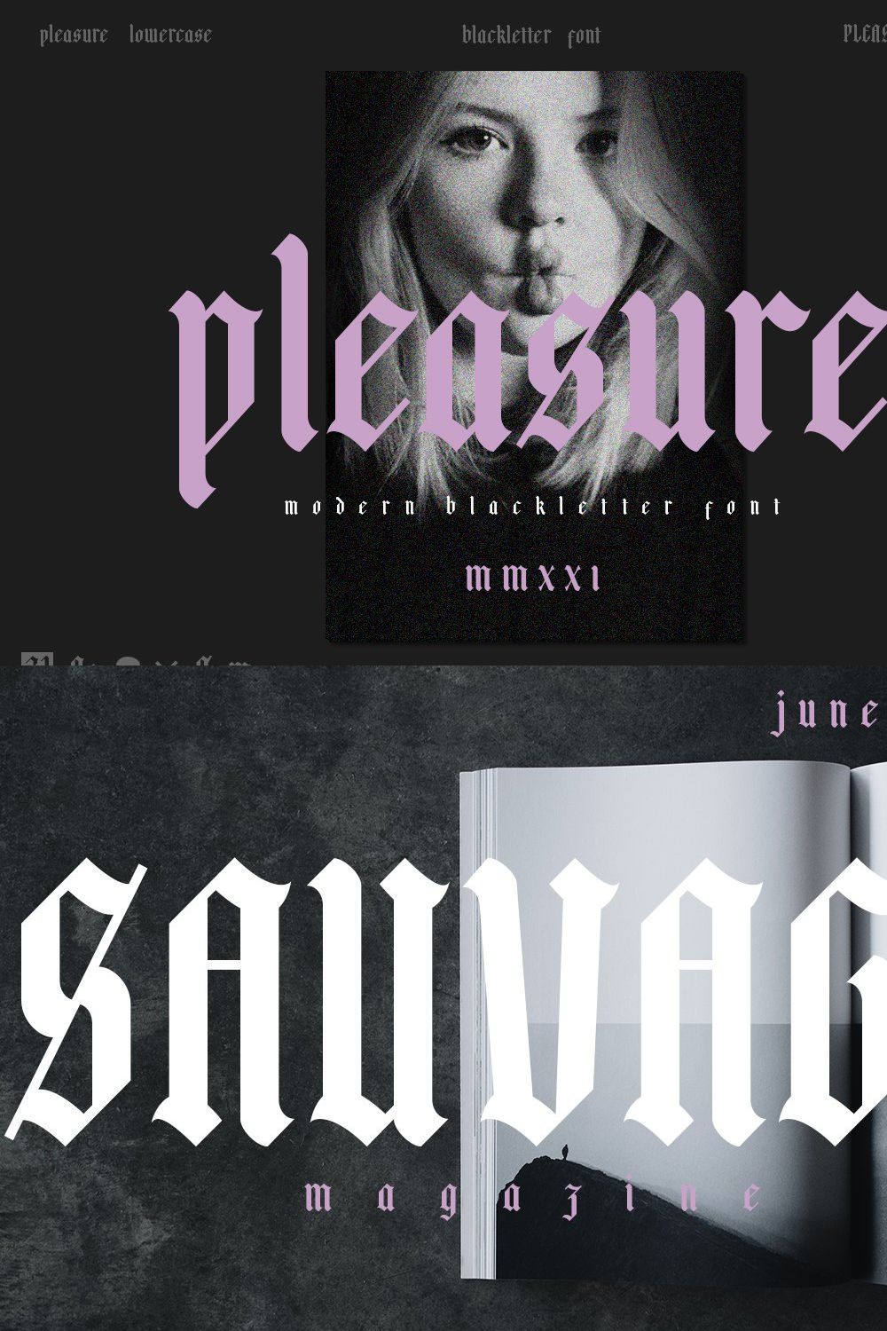 Pleasure | Modern Blackletter pinterest preview image.