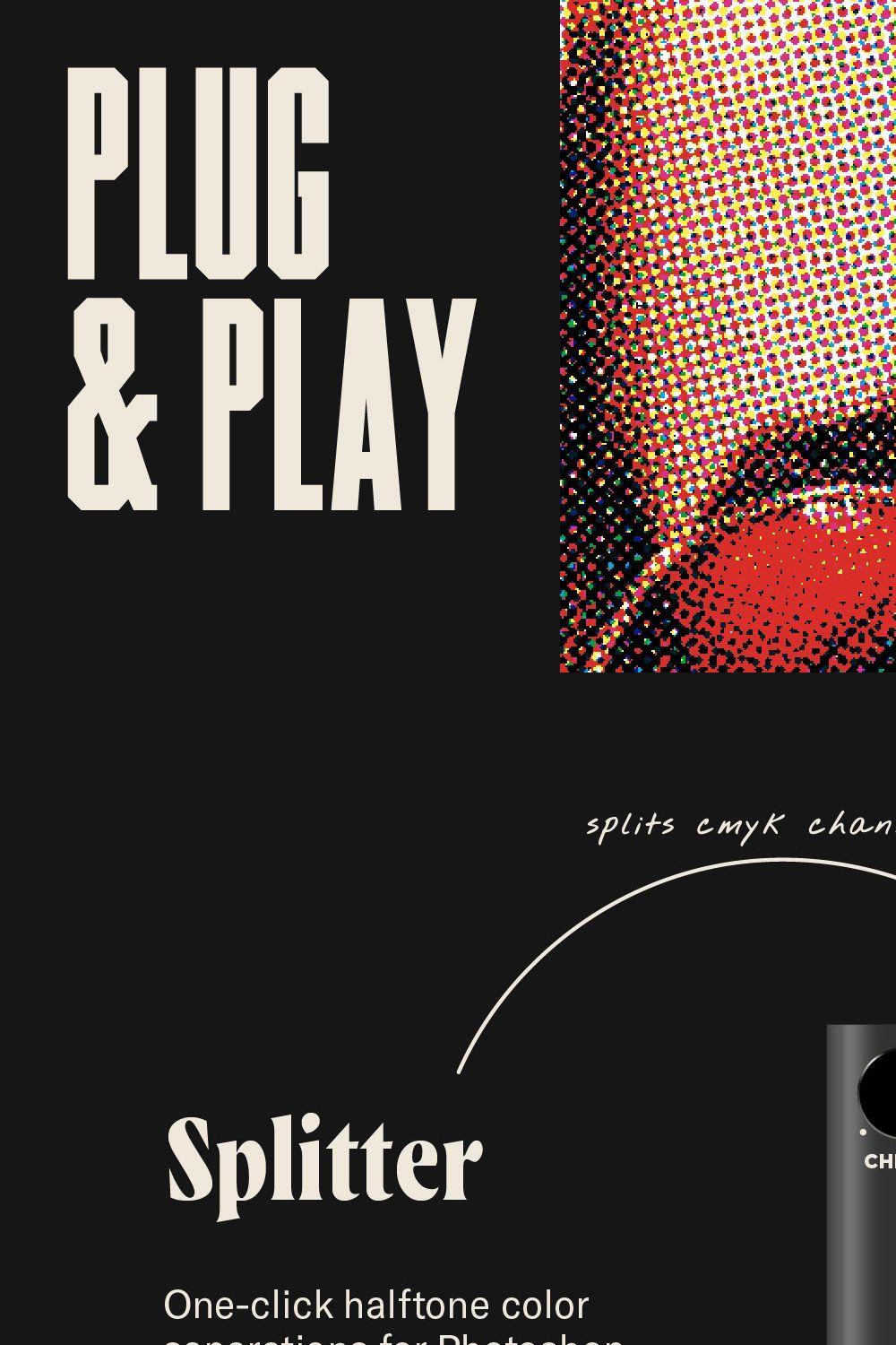 Plug & Play - Halftone Action pinterest preview image.