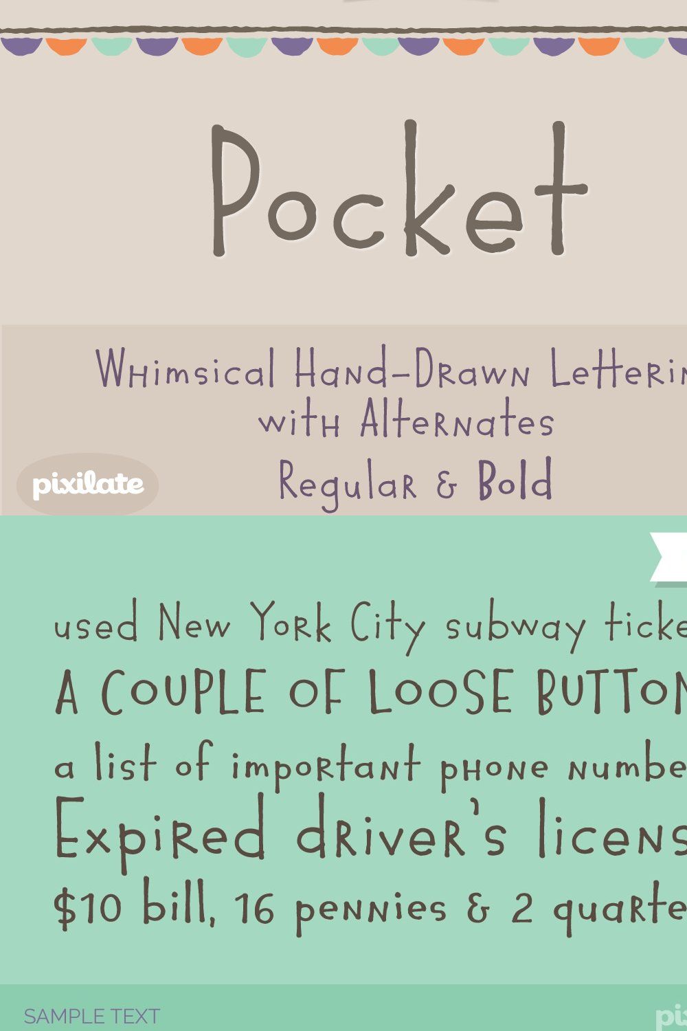 Pocket Px cute font pinterest preview image.