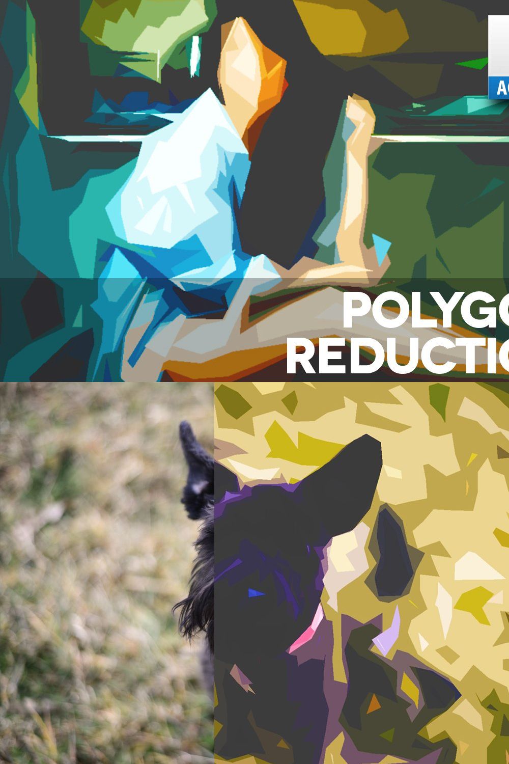 Polygon Reduction Photoshop Action pinterest preview image.
