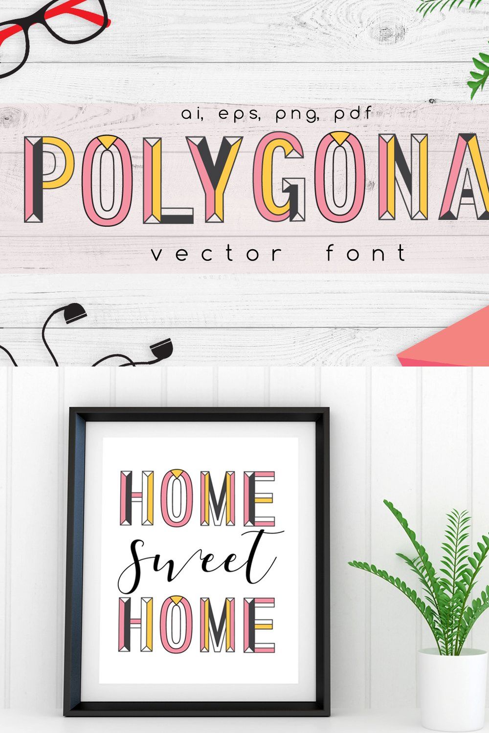 Polygonal Vector Font pinterest preview image.