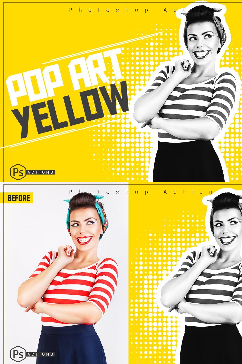 Pop Art Yellow Action pinterest preview image.