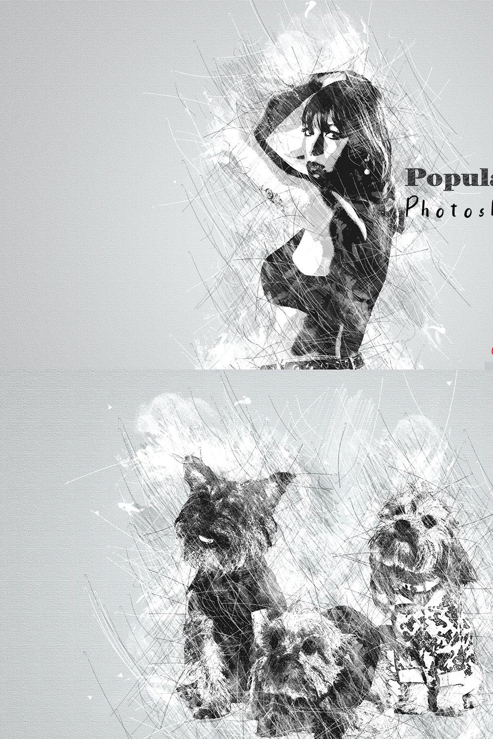 Popular Sketch Photoshop Action pinterest preview image.