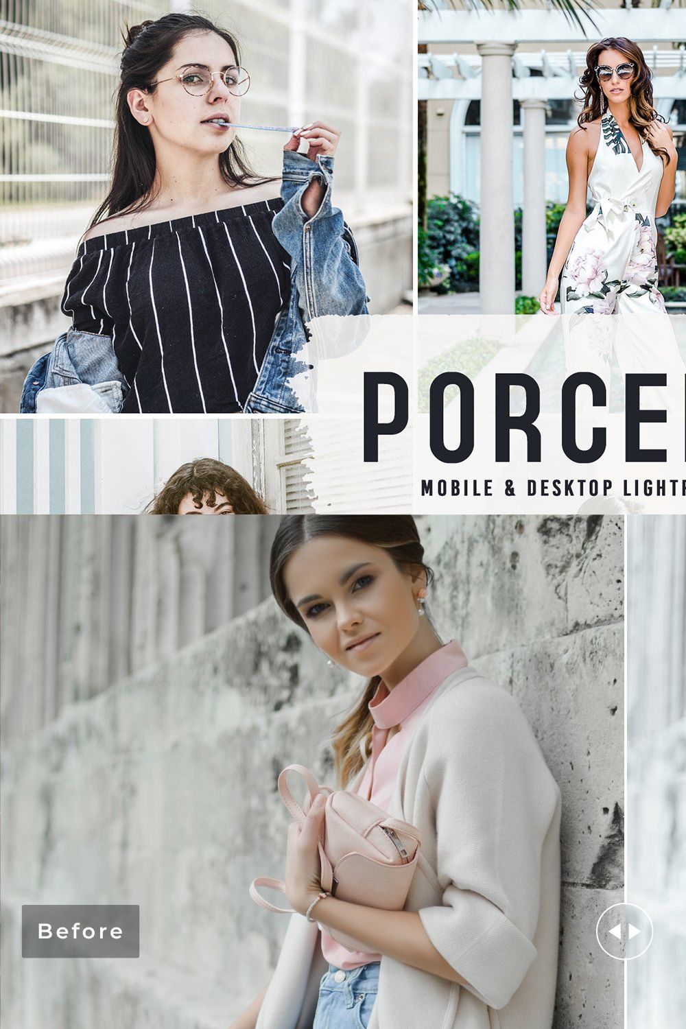 Porcelain Pro Lightroom Presets pinterest preview image.