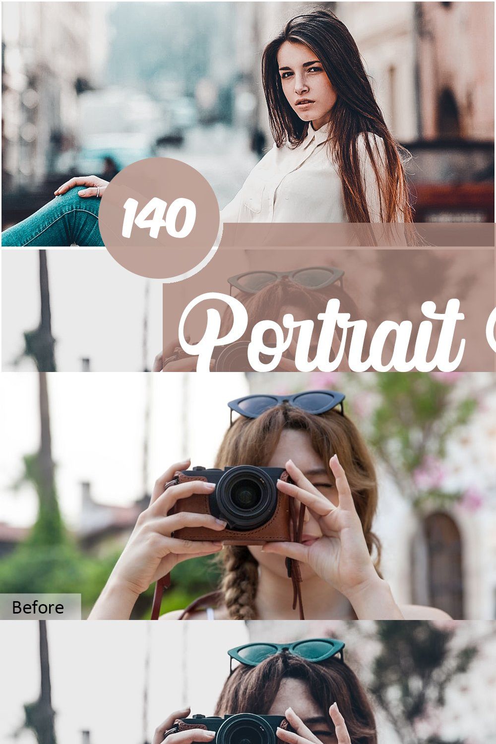 Portrait Fashion Photoshop Actions pinterest preview image.