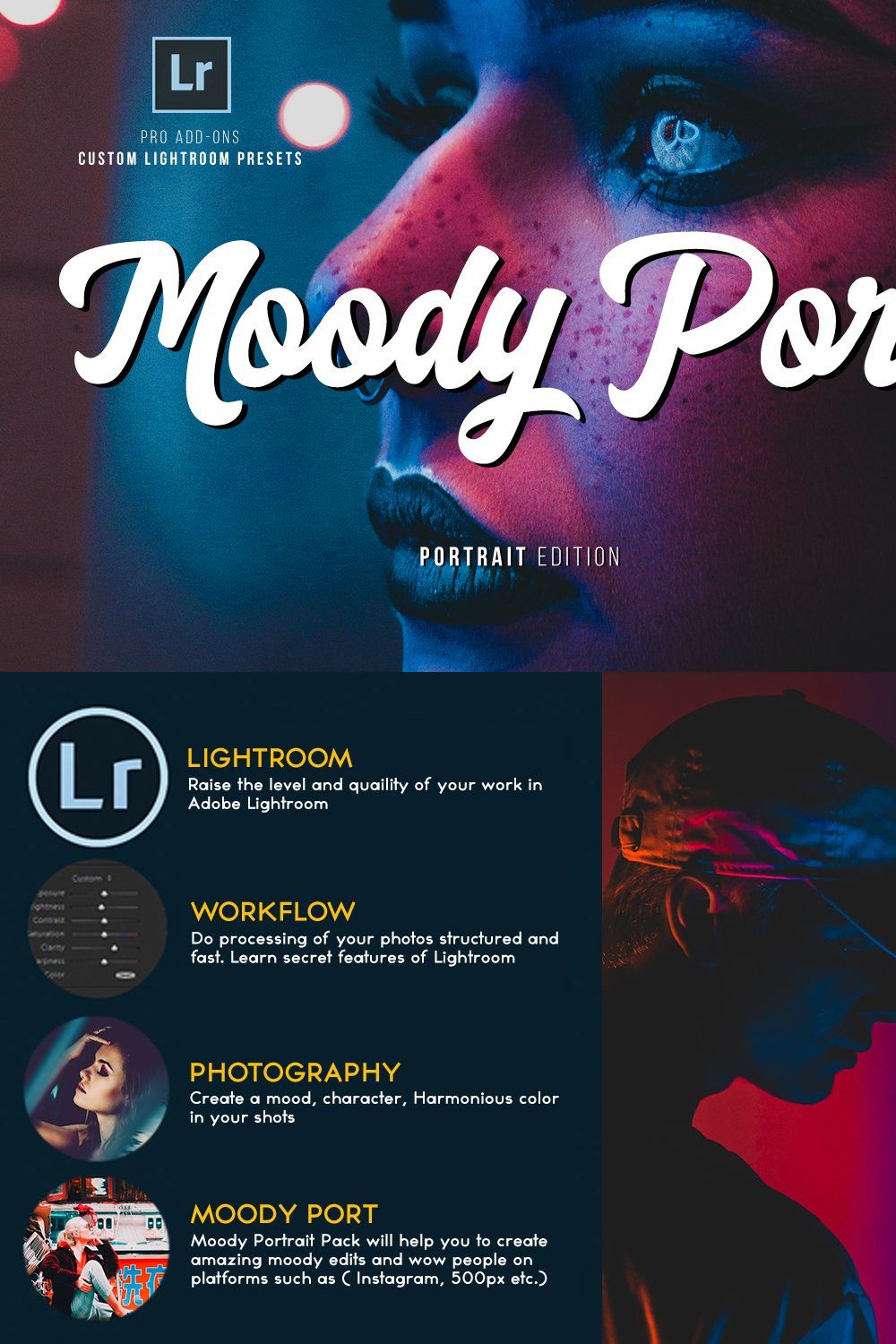 Portrait Lightroom Presets pinterest preview image.