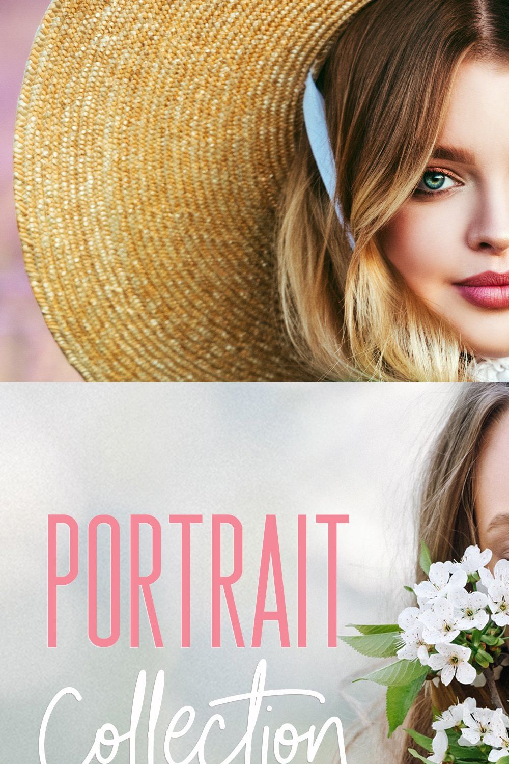 Portrait Lightroom Presets + mobile pinterest preview image.