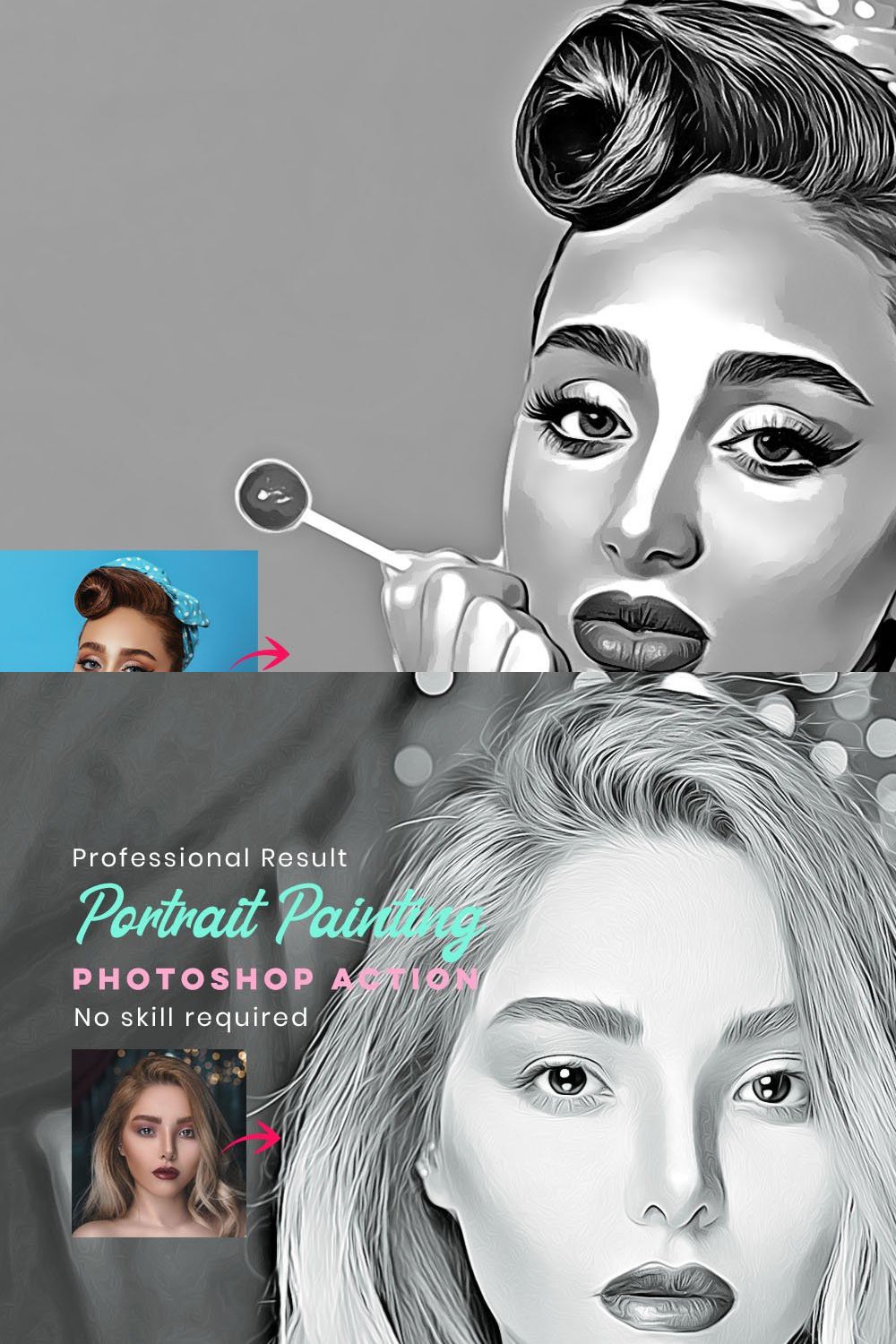 Portrait Painting Effect pinterest preview image.