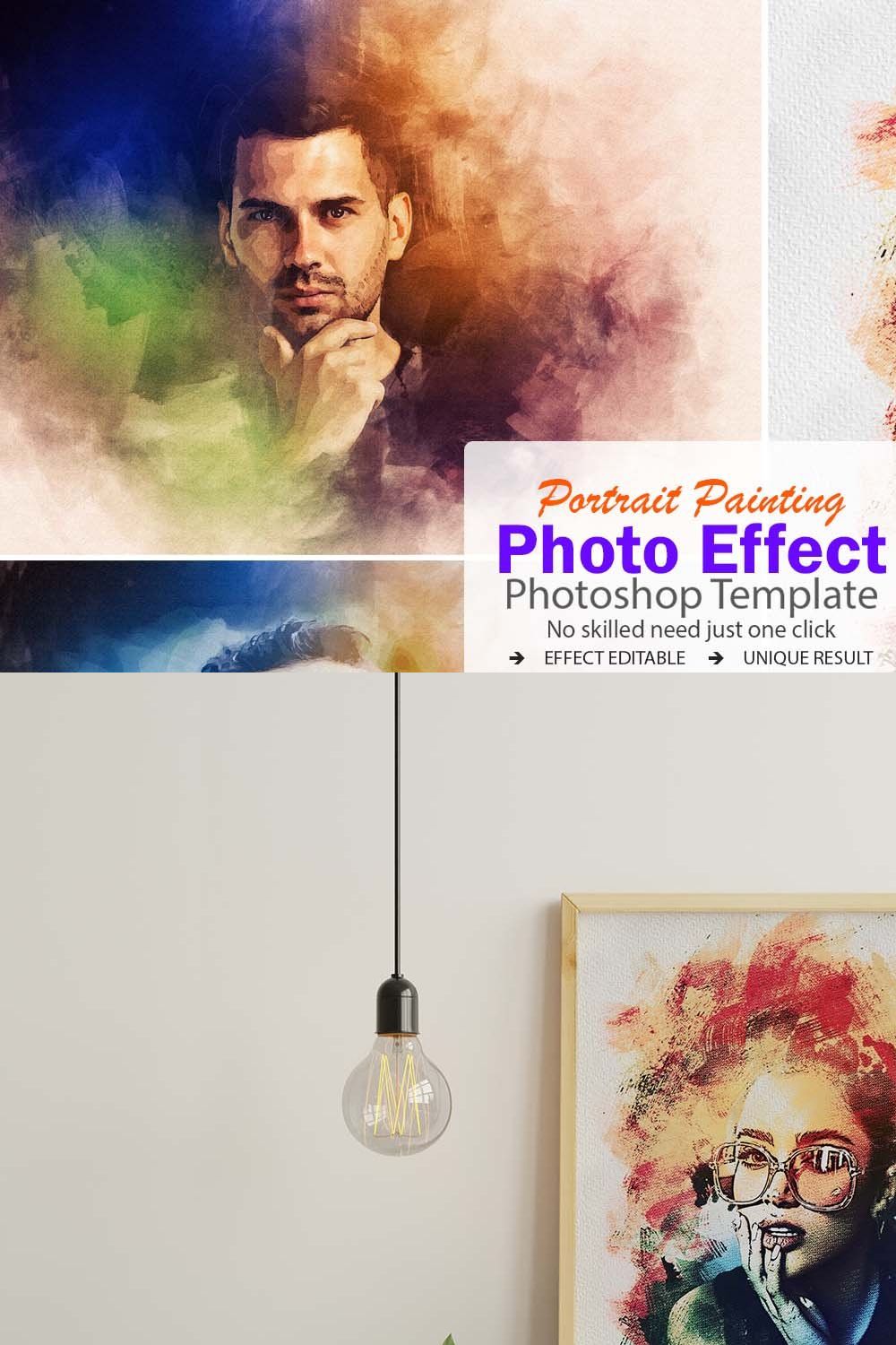 Portrait Painting Photo Effect pinterest preview image.