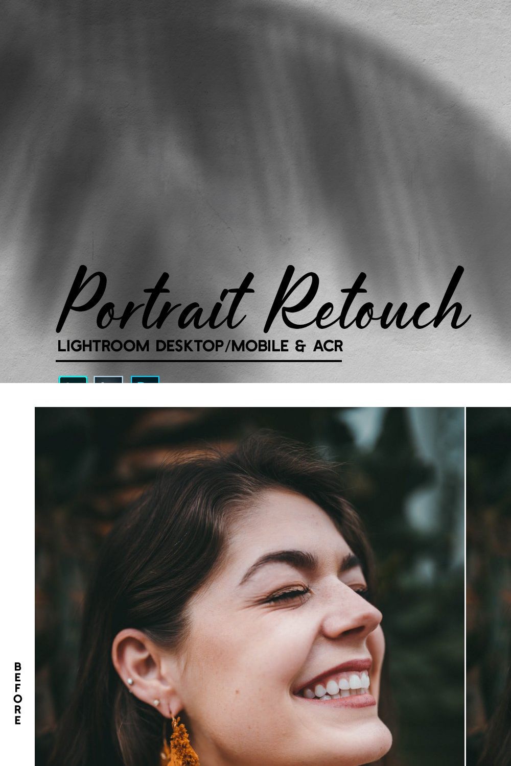 Portrait Retouch LR & ACR Presets pinterest preview image.