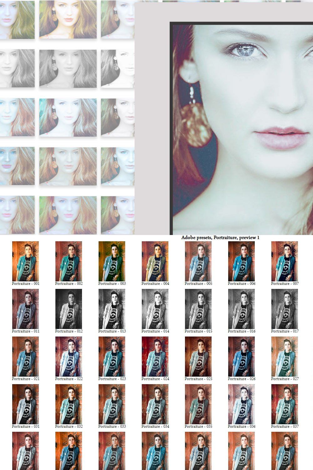 Portraiture Adobe presets pinterest preview image.