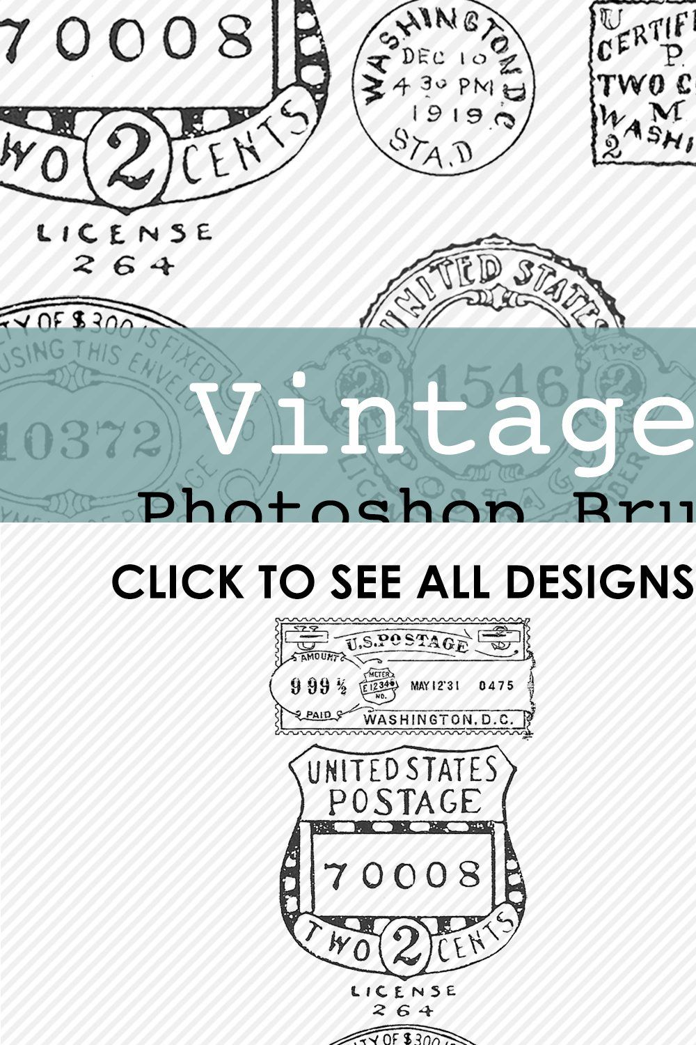 Postal Photoshop Brushes & Stamps pinterest preview image.
