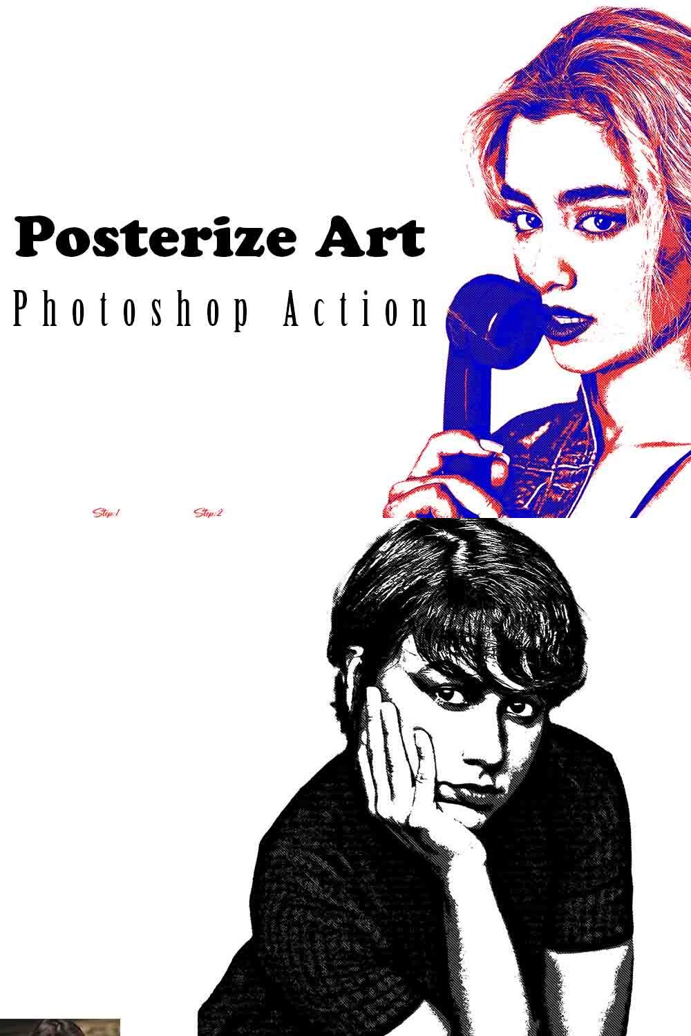 Posterize Art Photoshop Action pinterest preview image.