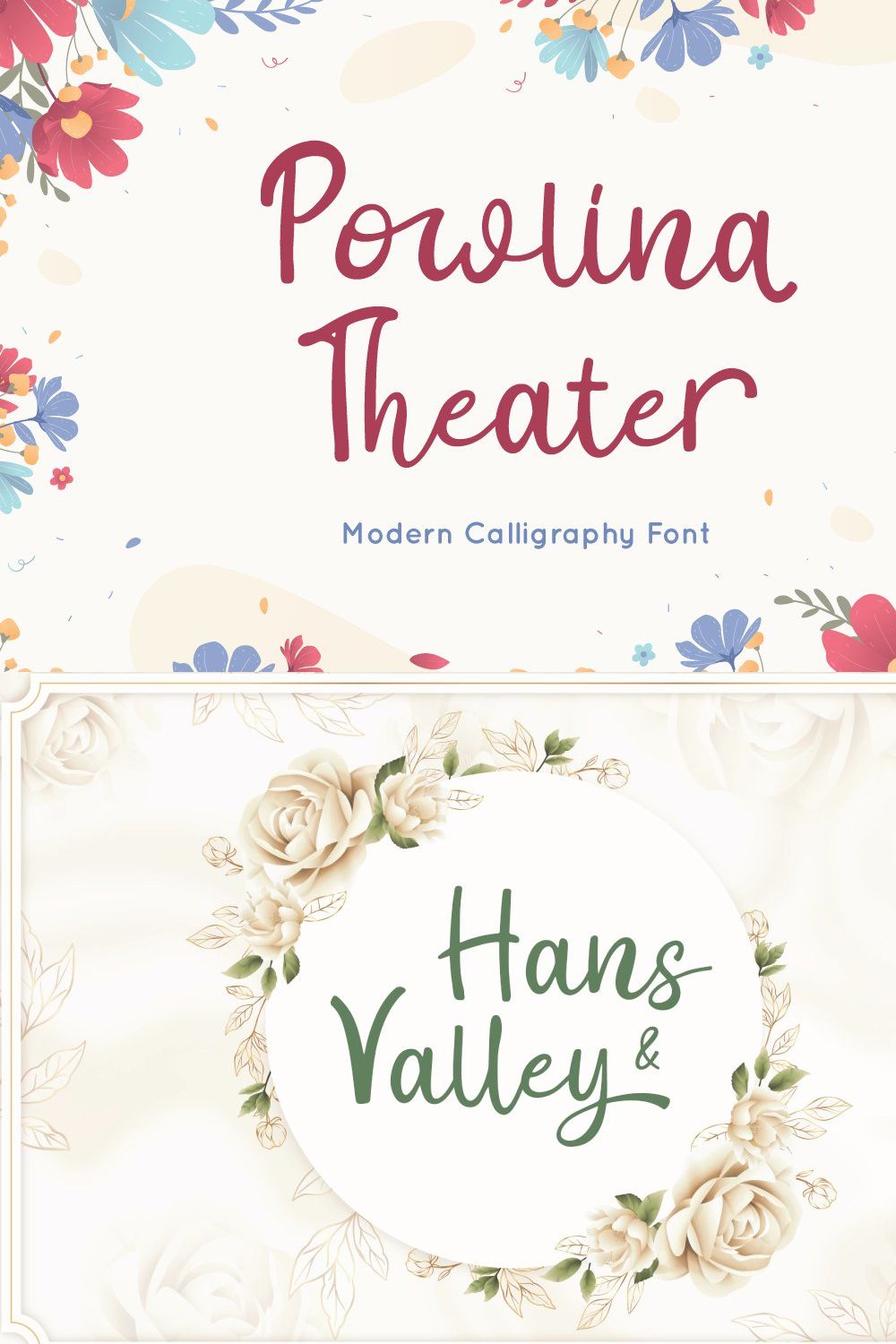 Powlina Theater - Calligraphy Font pinterest preview image.