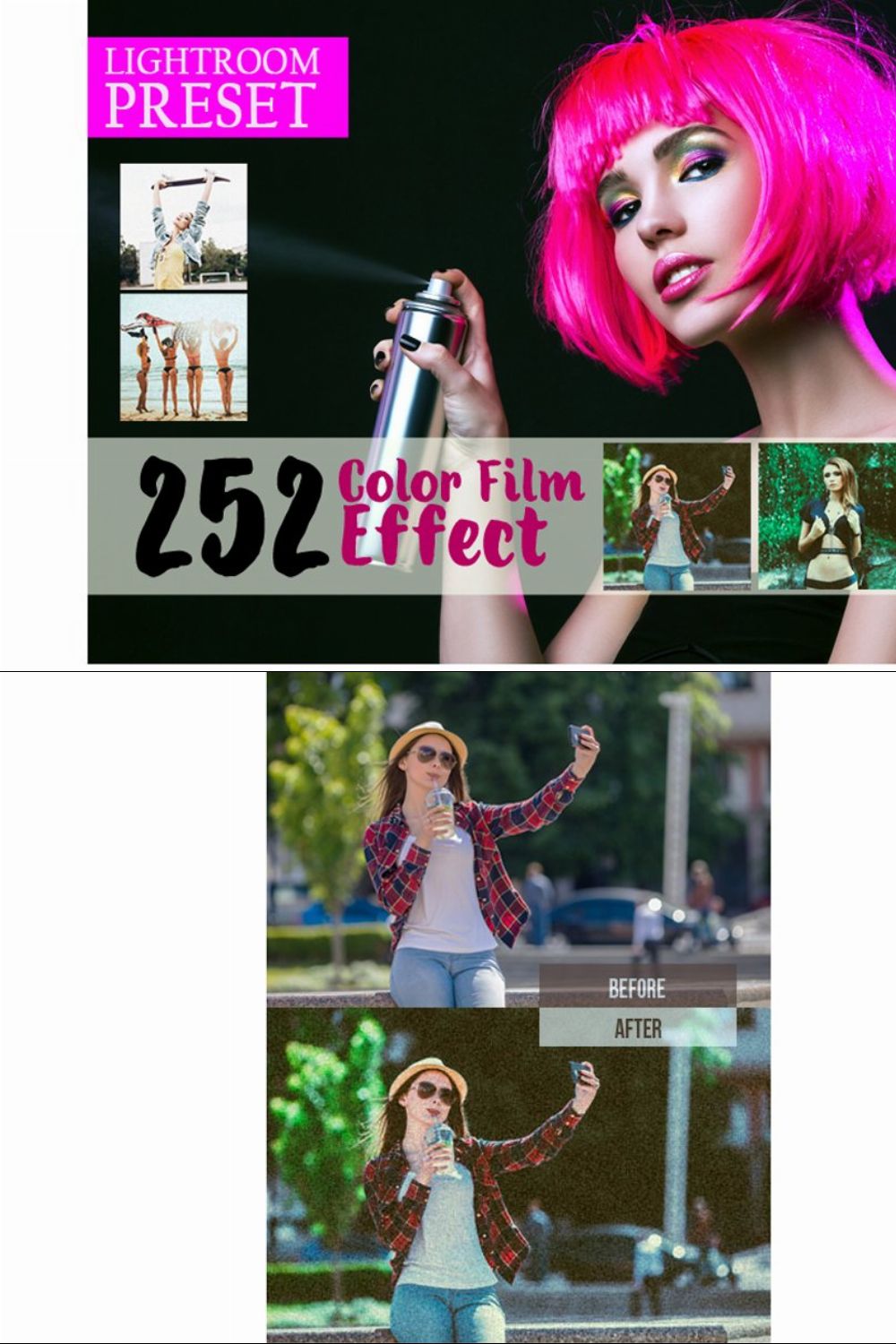 Premium Color Film Effect Lightroom pinterest preview image.