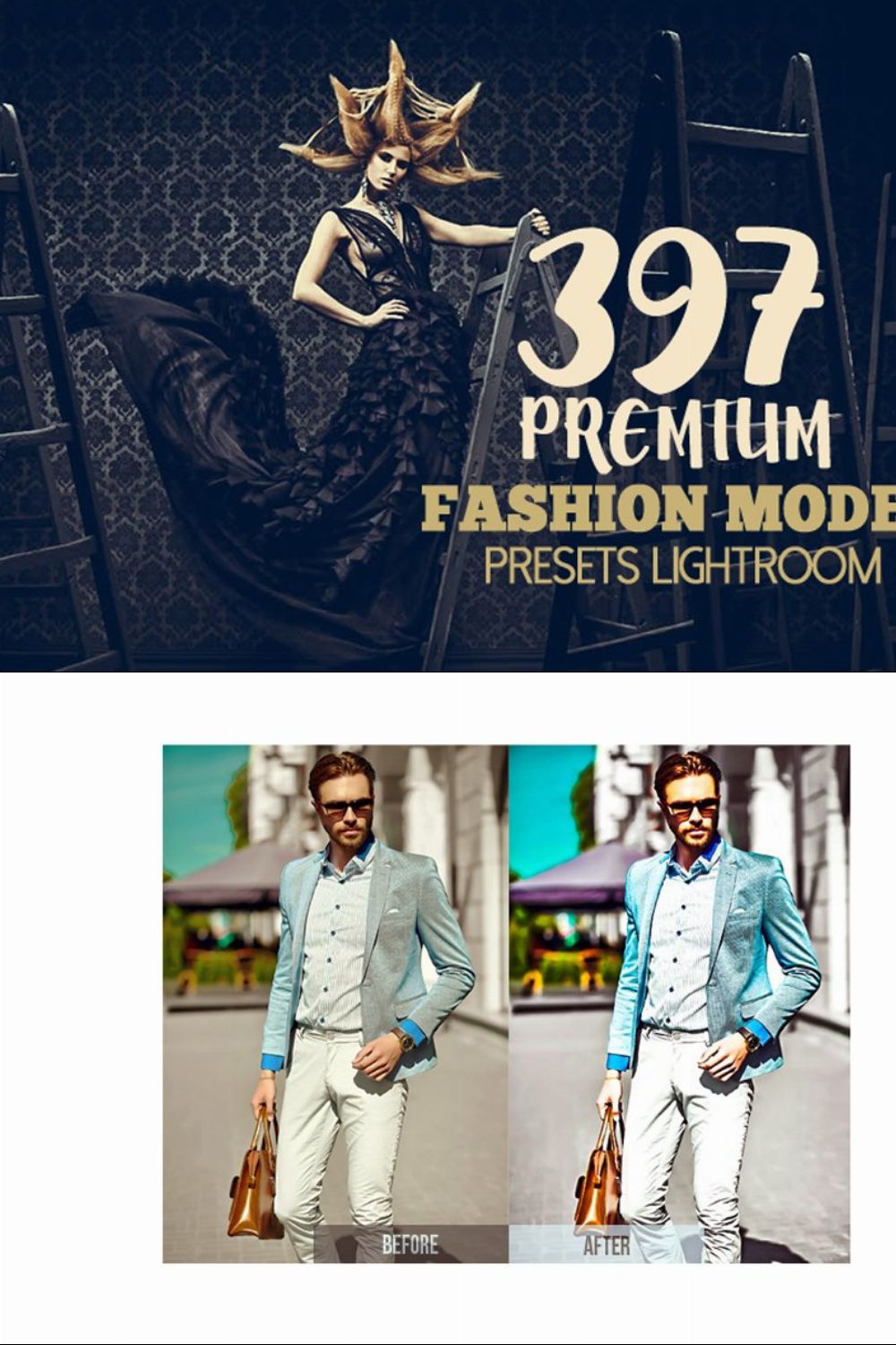 Premium Fashion Model Lightroom pinterest preview image.