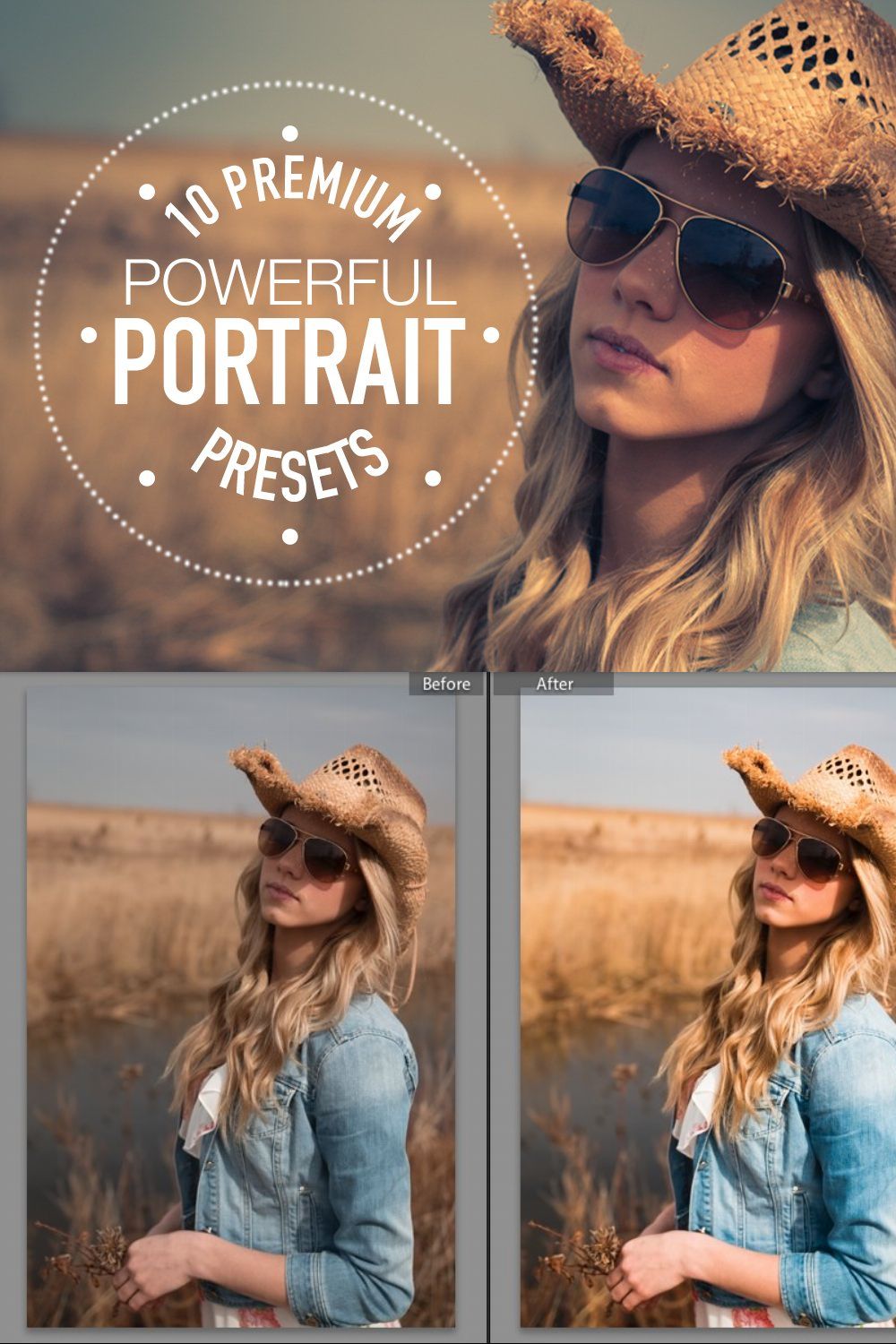 Premium Portrait Lightroom Presets pinterest preview image.