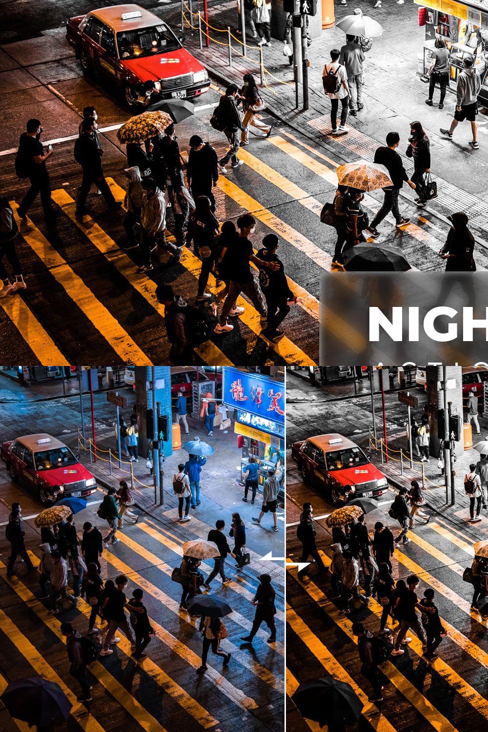 Presets & Actions - Night Outside pinterest preview image.