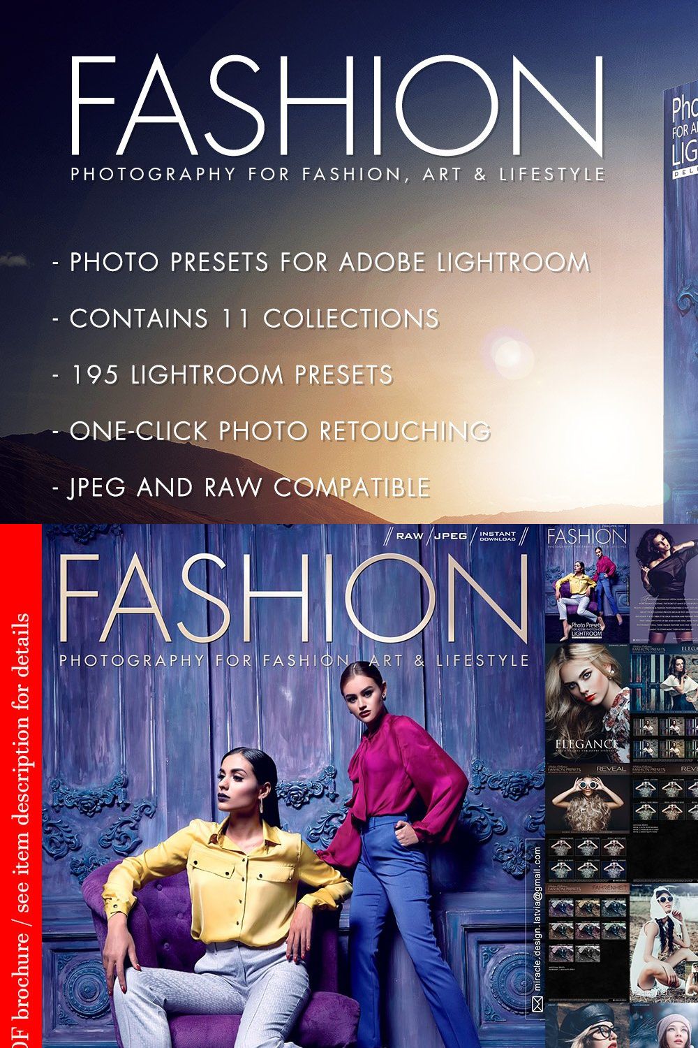 Presets for Lightroom / Fashion pinterest preview image.