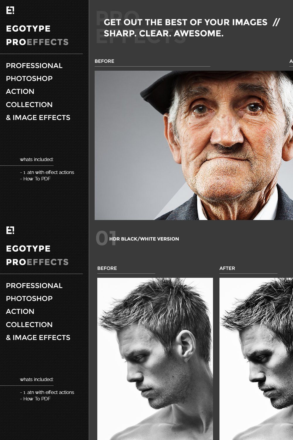 Pro Effects Photoshop Actions pinterest preview image.