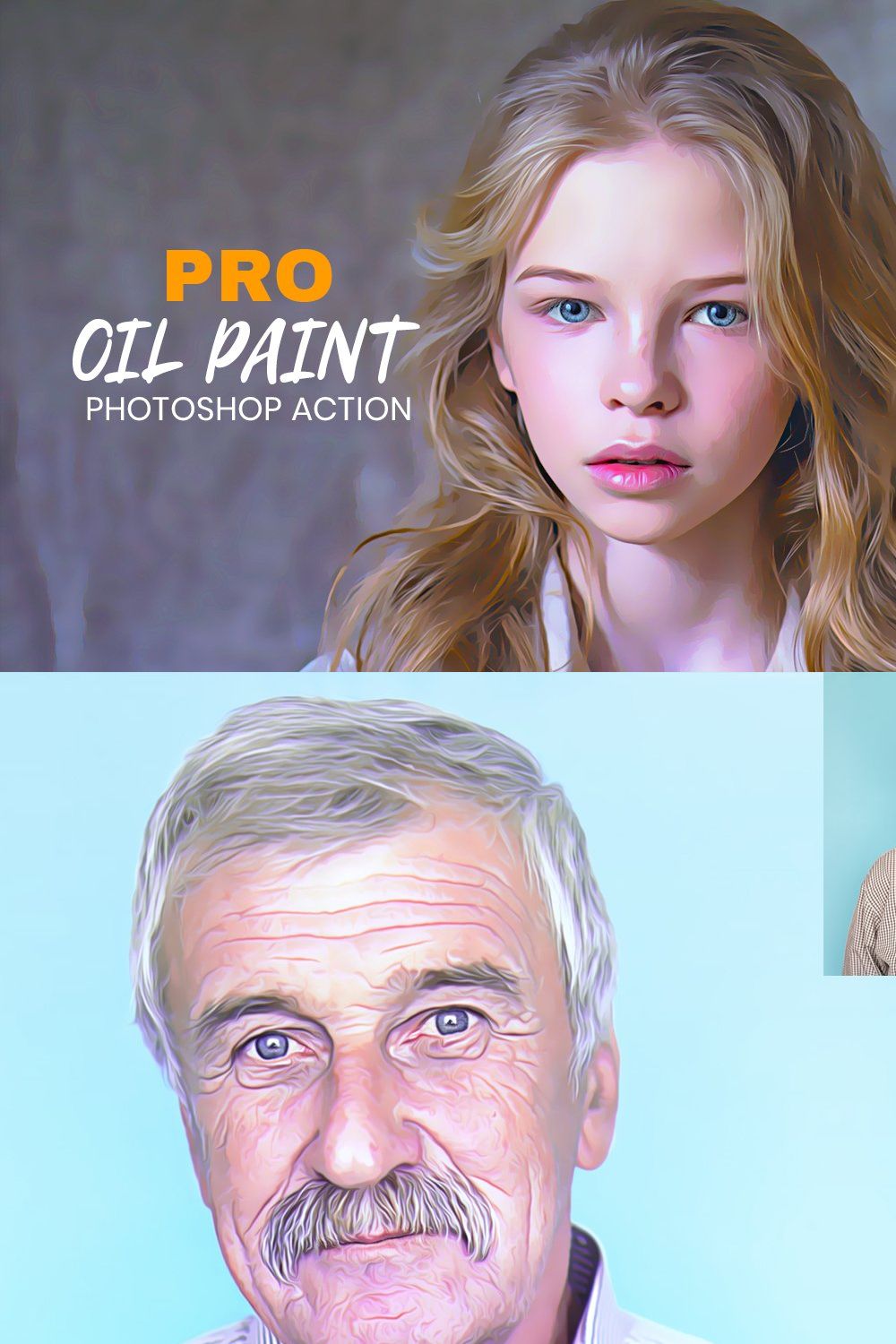 Pro Oil Paint Photoshop Action pinterest preview image.
