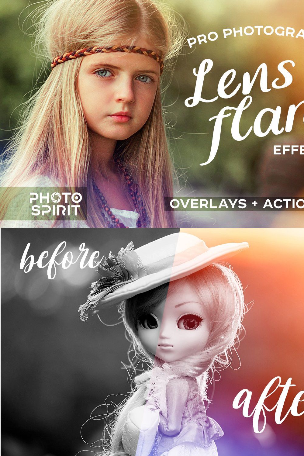 Pro Photography Lens Flare Overlays pinterest preview image.