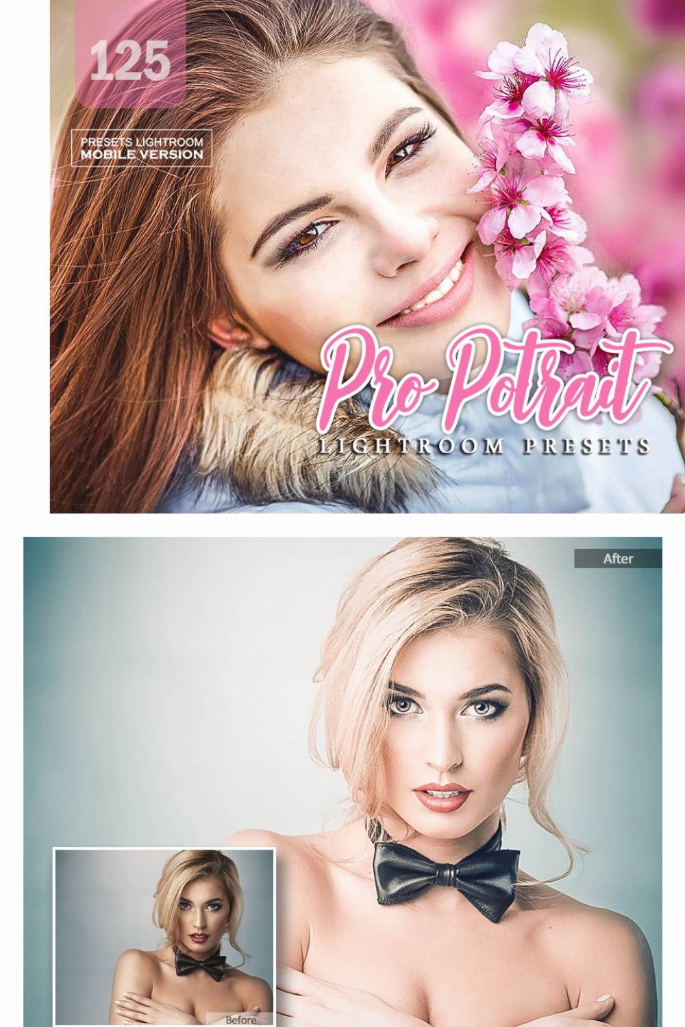 Pro Potrait Lightroom Mobile Presets pinterest preview image.