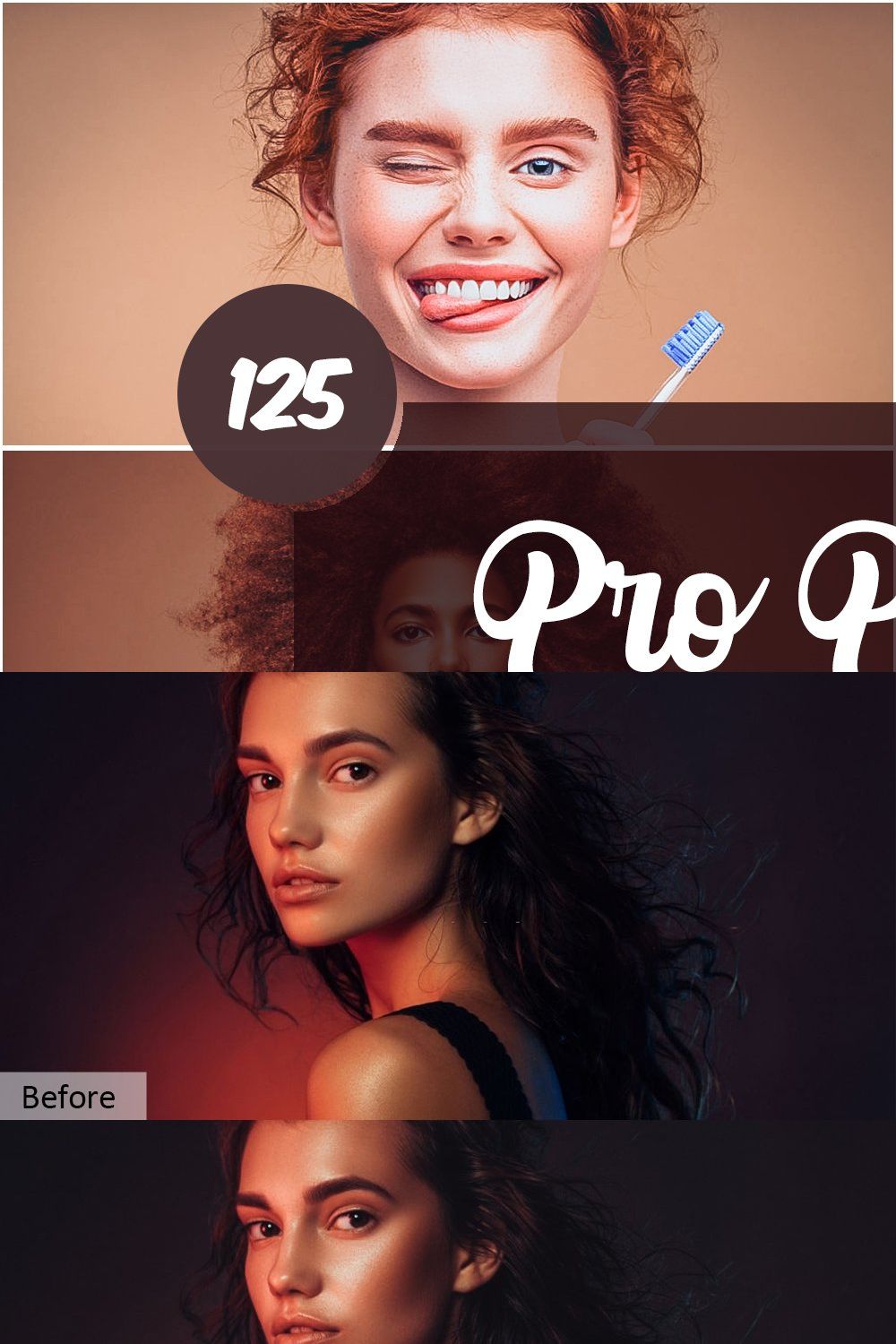 Pro Potrait Photoshop Actions pinterest preview image.