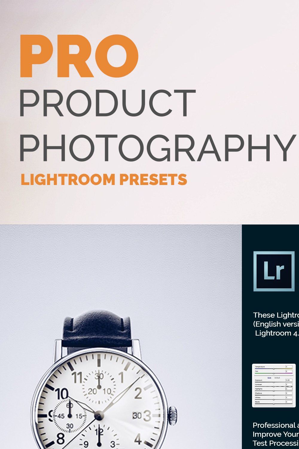 PRO Product Photography LR Presets pinterest preview image.