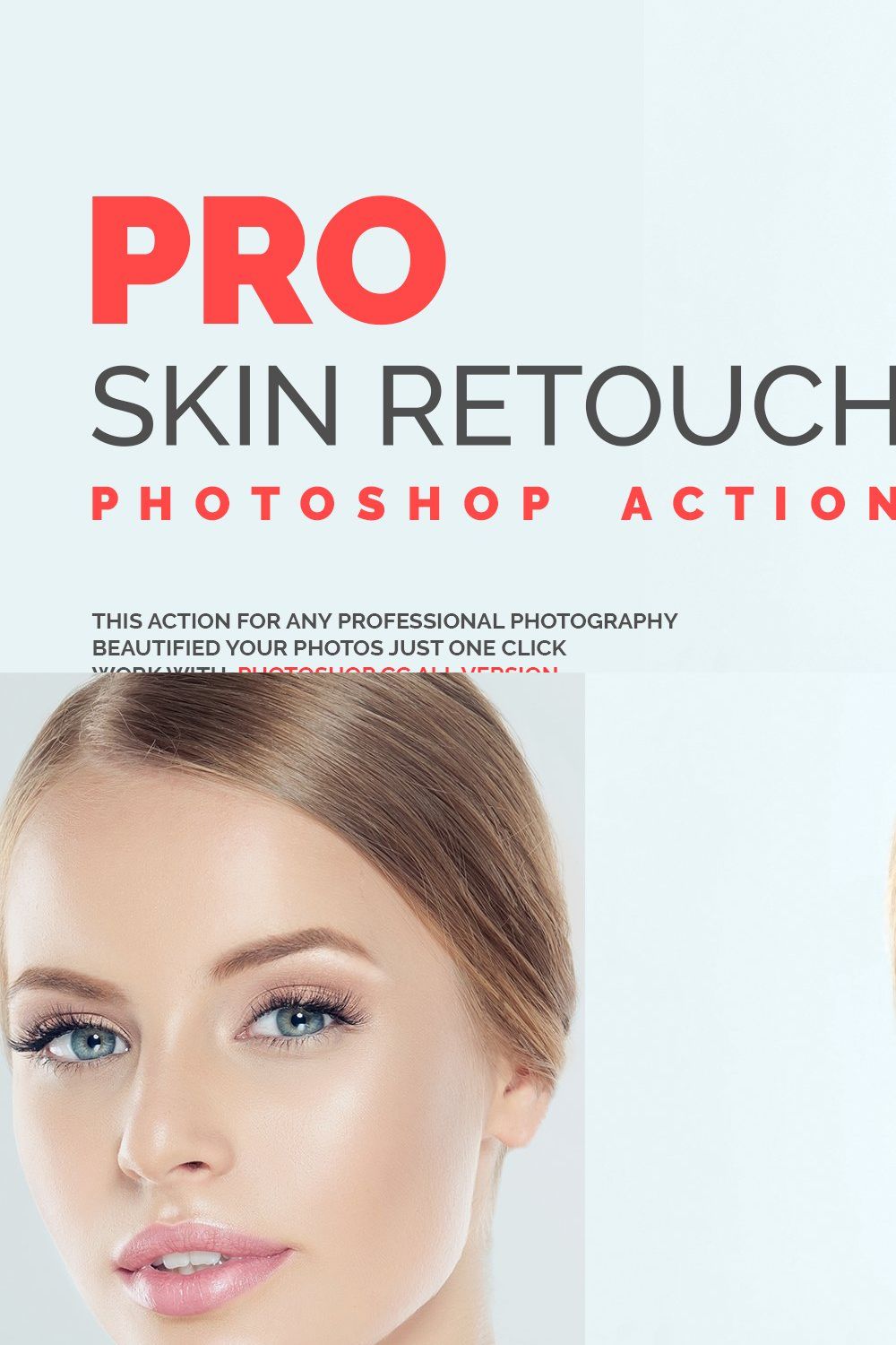 PRO Skin Retouch Photoshop Action pinterest preview image.