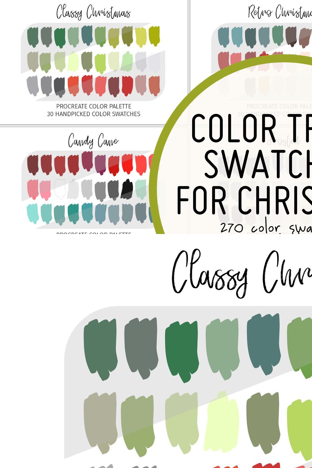 Procreate Christmas Color Palettes pinterest preview image.