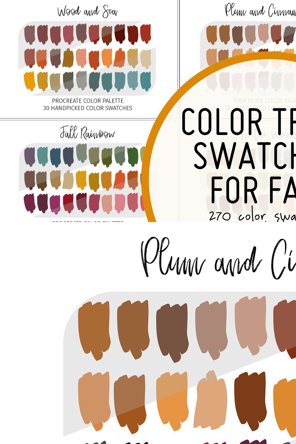 Procreate Fall Color Palette Bundle pinterest preview image.