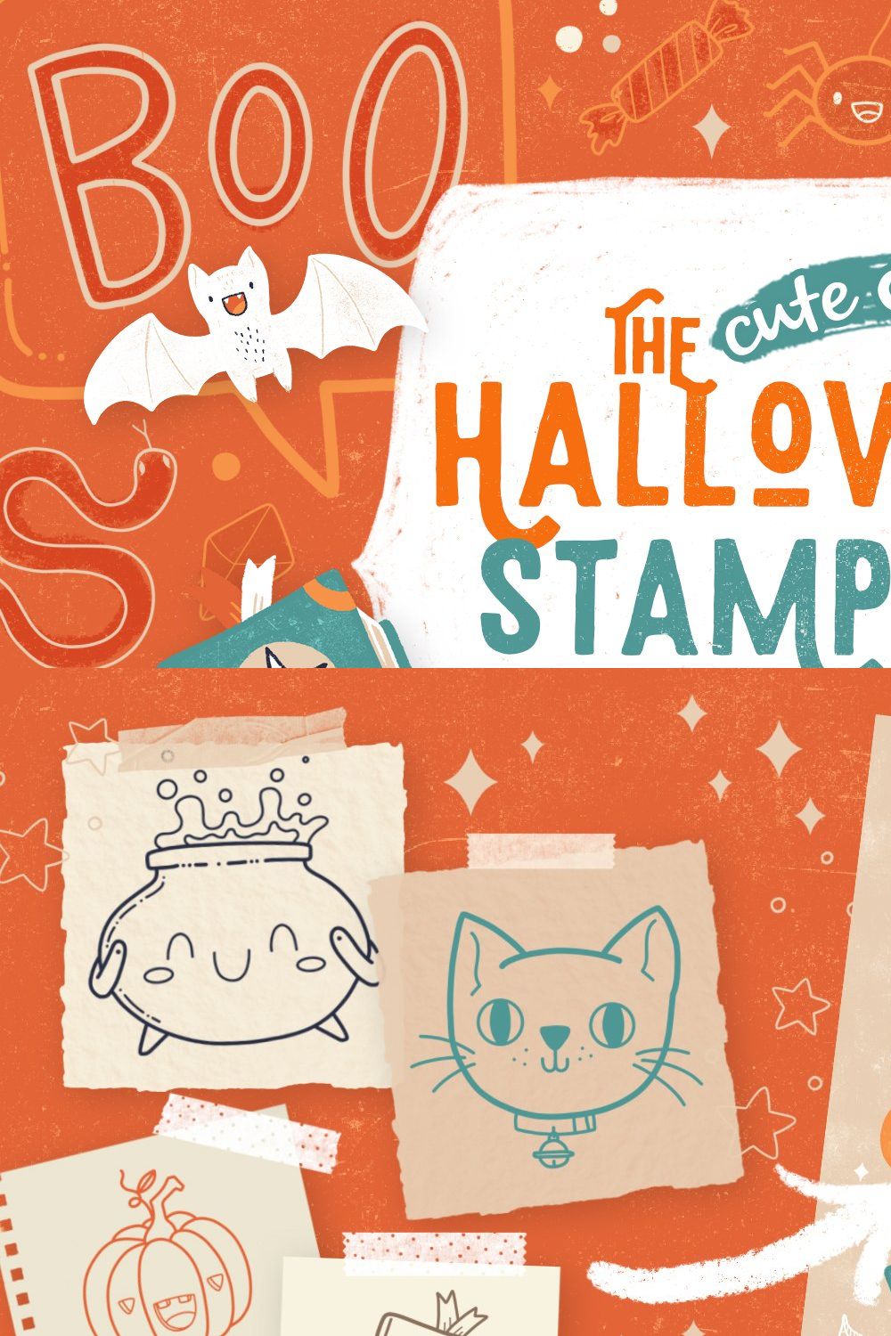 Procreate Halloween Stamp Set pinterest preview image.