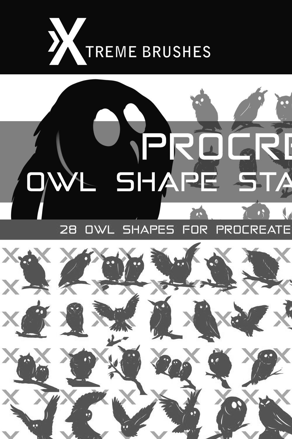 Procreate Owl Brushes! pinterest preview image.