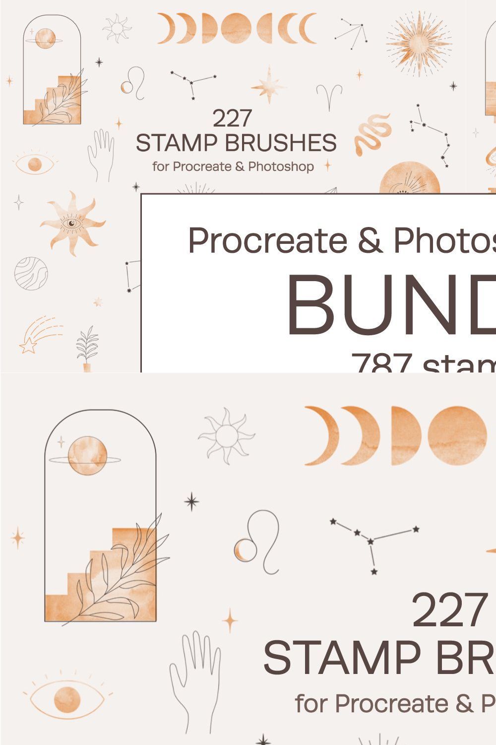 Procreate & Photoshop Brushes Bundle pinterest preview image.